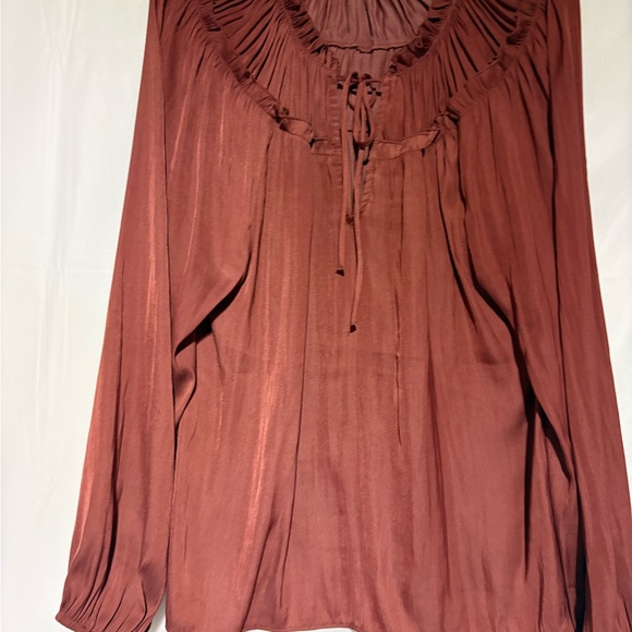 Evereve Rust Ruffle Blouse - Picture 3 of 12
